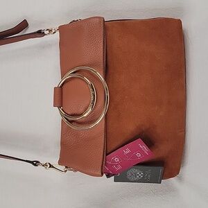 NWT Vince Camuto 2-in-1 Leather Handbag - Cognac Gold Rings